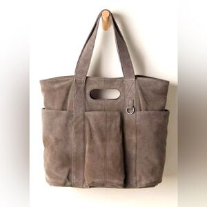 NWT Free People Suede Caravan Tote Charcoal Grey
